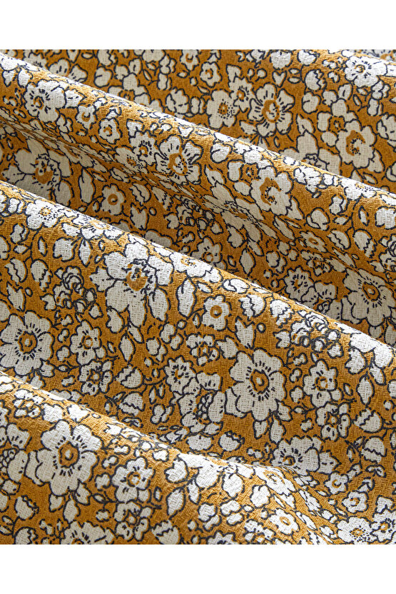Spring Petal Baskılı Çift Kişilik Pike Takımı 200x220 cm Sarı