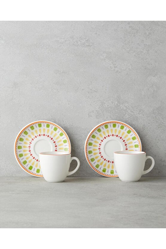 Livia Bone Porselen 4 Parça 2 Kişilik Kahve Fincan Takımı 90 ml Renkli