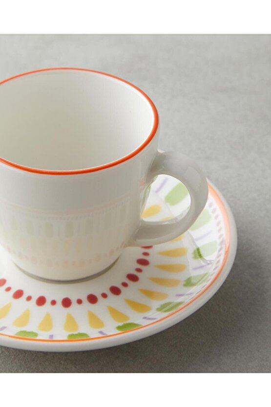 Livia Bone Porselen 4 Parça 2 Kişilik Kahve Fincan Takımı 90 ml Renkli