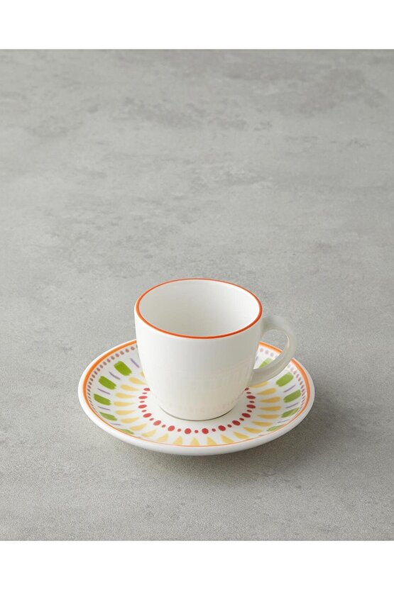 Livia Bone Porselen 4 Parça 2 Kişilik Kahve Fincan Takımı 90 ml Renkli