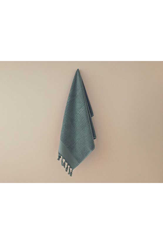 Tuffy Stripe Pamuklu Saçaklı El Havlusu 30x45 Cm Yeşil