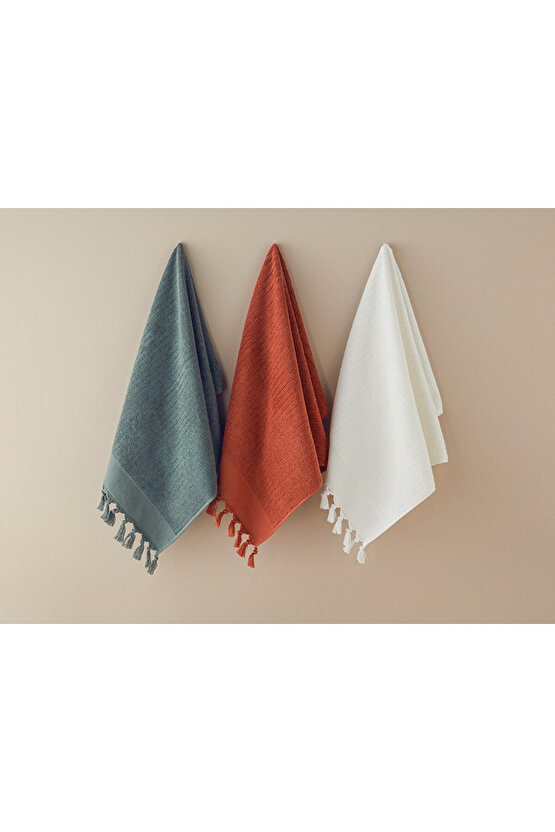 Tuffy Stripe Pamuklu Saçaklı El Havlusu 30x45 Cm Yeşil