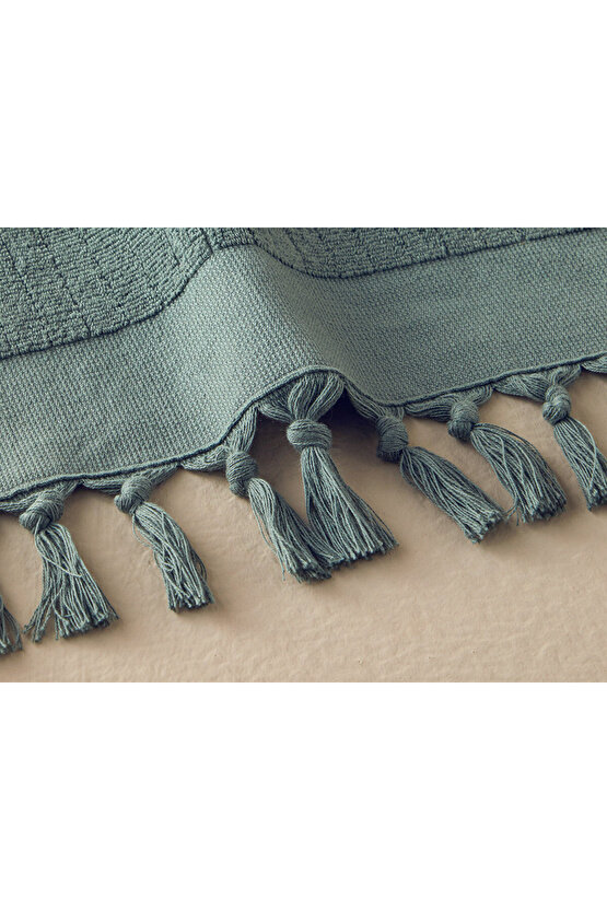 Tuffy Stripe Pamuklu Saçaklı El Havlusu 30x45 Cm Yeşil