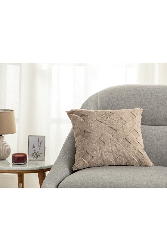 Rabbit Grid Kırlent 45x45 Cm Bej