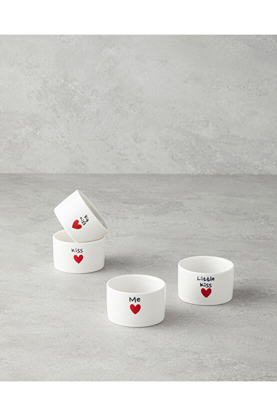 Lovely Stoneware 4lü Çerezlik 6,5 cm Kırmızı