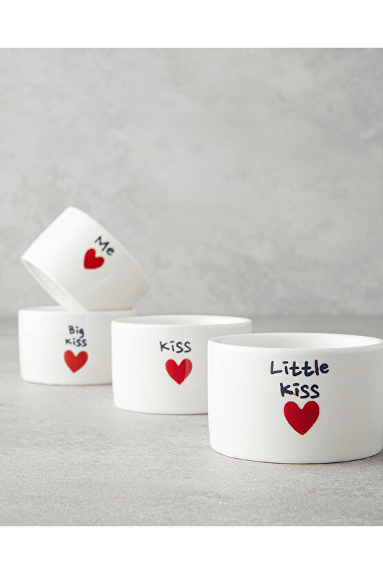 Lovely Stoneware 4lü Çerezlik 6,5 cm Kırmızı