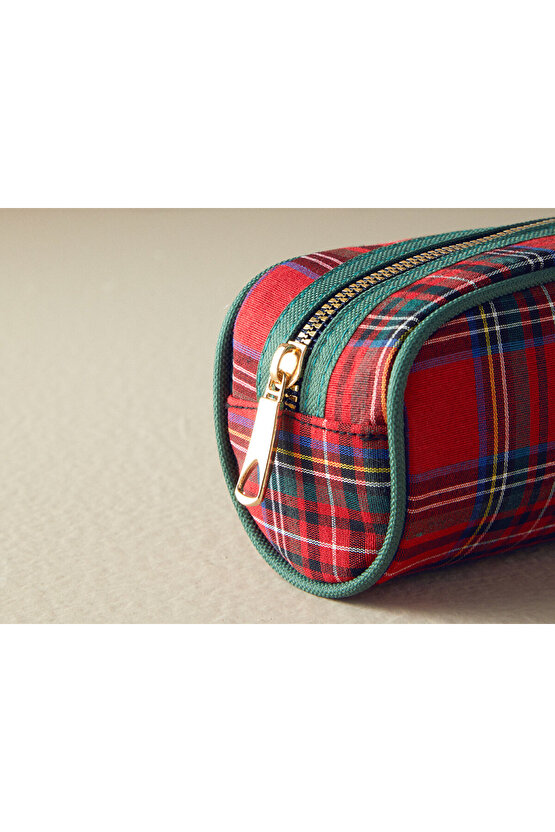 Ekose Polyester Seyahat Çantası Kırmızı