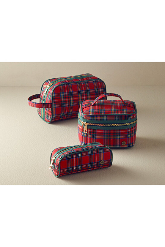 Ekose Polyester Seyahat Çantası Kırmızı