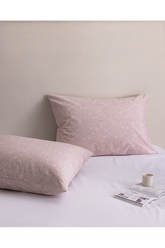 Alida %100 Pamuk Ranforce 2li Yastık Kılıfı - Pudra