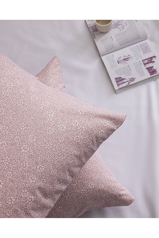 Alida %100 Pamuk Ranforce 2li Yastık Kılıfı - Pudra