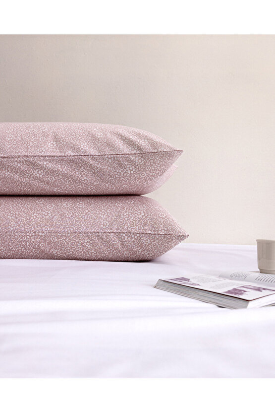 Alida %100 Pamuk Ranforce 2li Yastık Kılıfı - Pudra