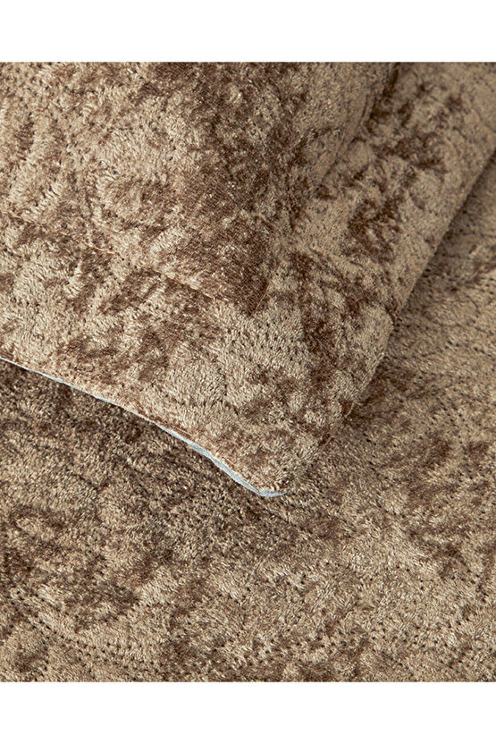 Royal Charm Kadife Çift Kişilik Yatak Örtüsü Takımı Gümüş