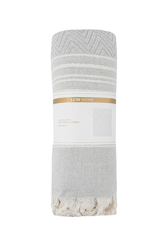 HOME Gri Çizgi Nakışlı Yatak Örtüsü 180x230 Cm