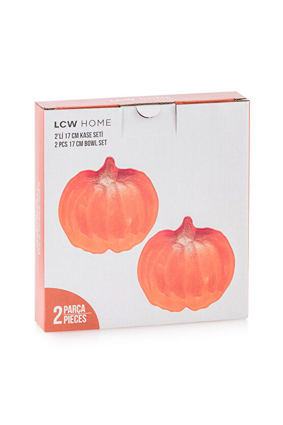 Turuncu Bal Kabağı Figürlü Cam Kase Seti 2li