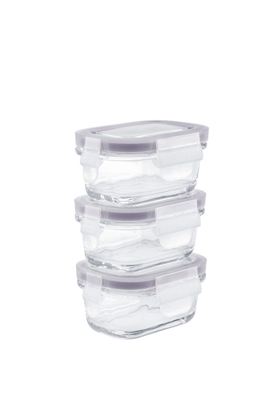 Marle 3lü Dikdörtgen Mini Saklama Kabı - 120ML