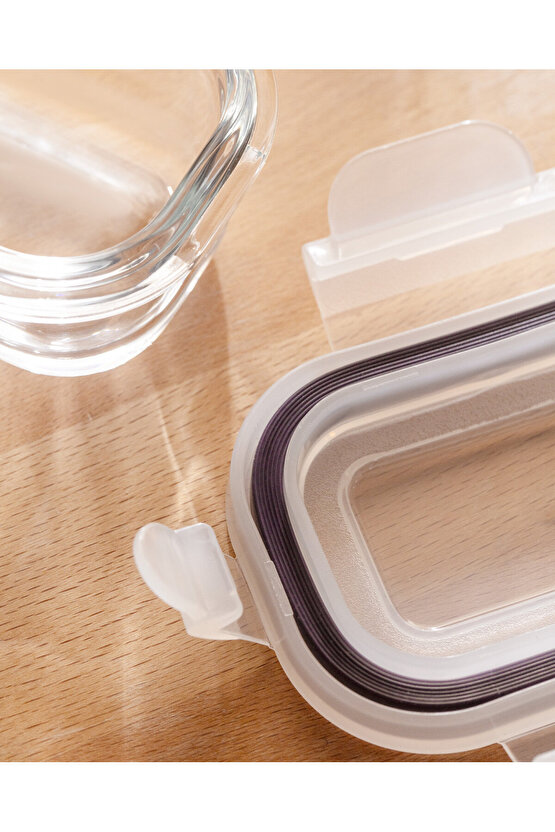 Marle 3lü Dikdörtgen Mini Saklama Kabı - 120ML