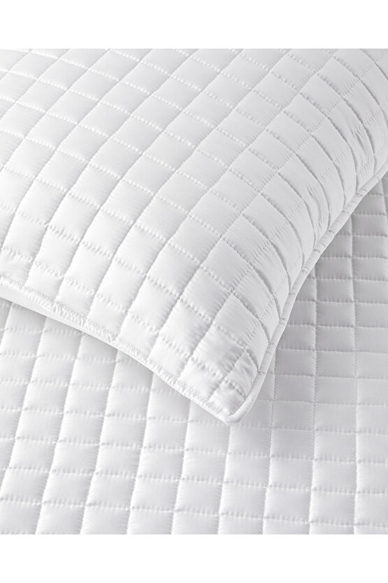 Splendor Saten Çift Kişilik Yatak Örtüsü Takımı 200x220 cm Beyaz