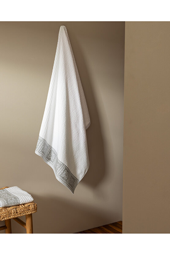 Zeste %100 Pamuk Banyo Havlusu - BeyazGri