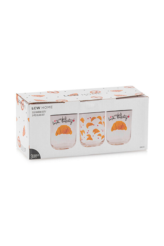 Karişik Baskılı Cam Bardak Seti 3lü 350 ml