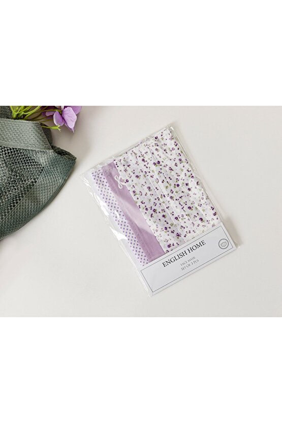 Lıttle Flowers Pamuk Maske 9,5x18 Cm Beyaz - Mor