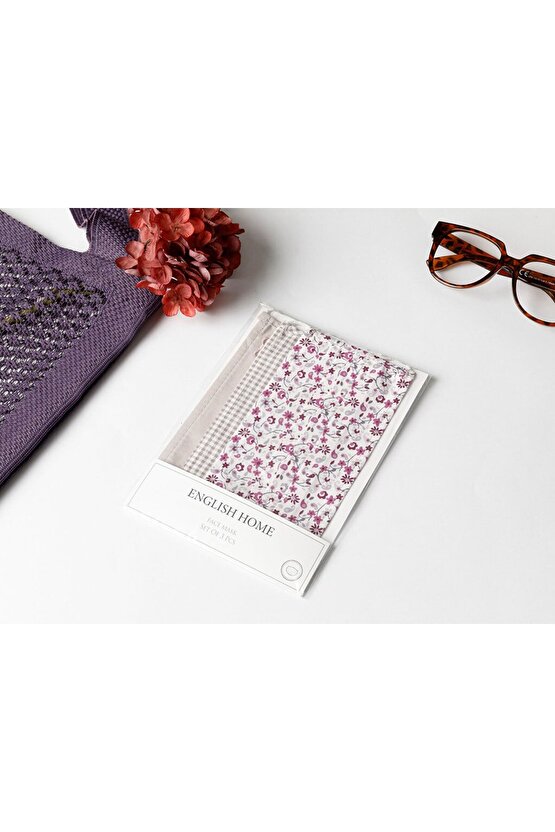 Vıntage Pamuk Maske 9,5x18 Cm Mor-gri