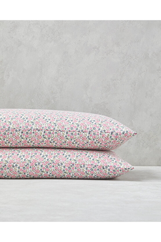Bright Floral Kolay Ütülenir 2li Yastık Kılıfı 50x70 cm Pembe