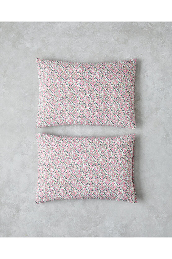 Bright Floral Kolay Ütülenir 2li Yastık Kılıfı 50x70 cm Pembe