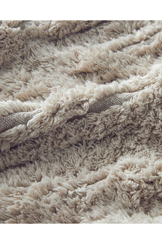 Tassel Check Pamuklu Püsküllü Banyo Paspası Bej