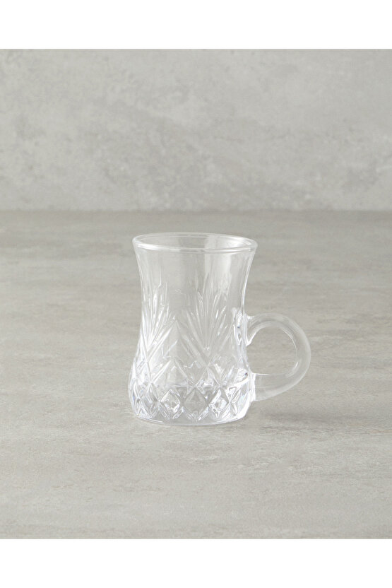 Rose Cam Kulplu 6 Parça 6 Kişilik Çay Bardağı 100 ml Şeffaf