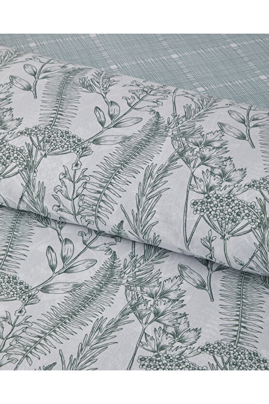 Botanical Spring Kolay Ütülenir Tek Kişilik Nevresim Takımı 160x220 cm Yeşil
