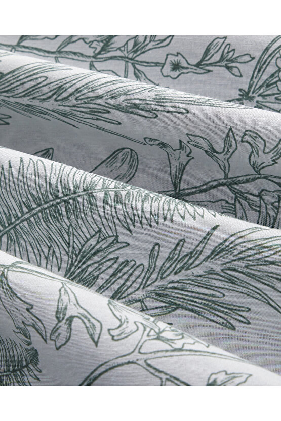Botanical Spring Kolay Ütülenir Çift Kişilik Nevresim Takımı 200x220 cm Yeşil