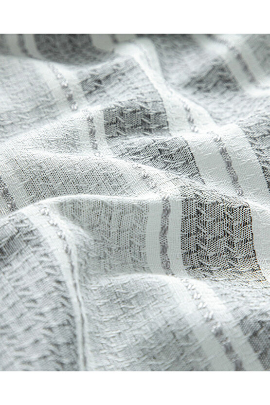 Grand Shiny Ipliği Boyalı Tek Kişilik Nevresim Takımı Gümüş