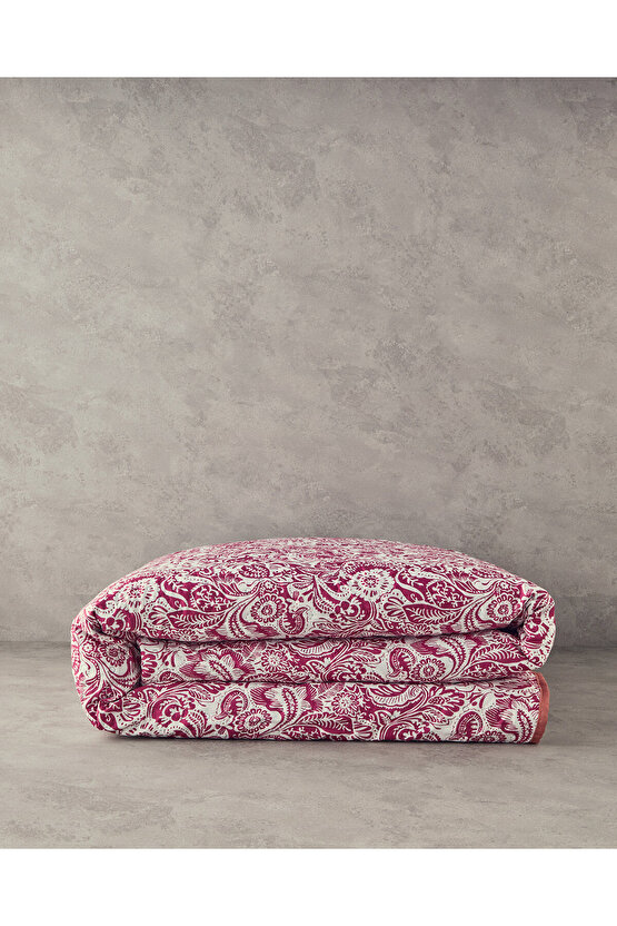 Folk Art Tek Kişilik Çok Amaçlı Örtü Koyu Pembe