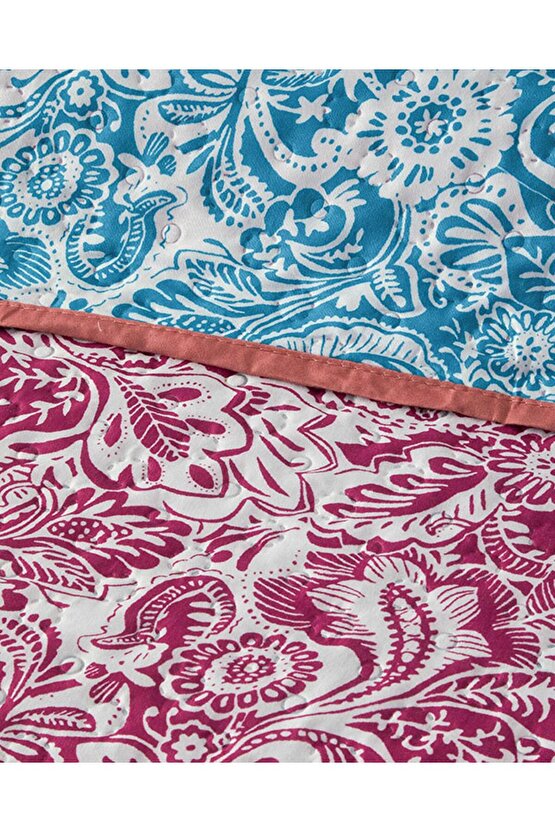 Folk Art King Size Çok Amaçlı Örtü Koyu Pembe