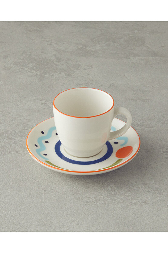 Mixed Lines Porselen Kahve Fincan Takımı Renkli