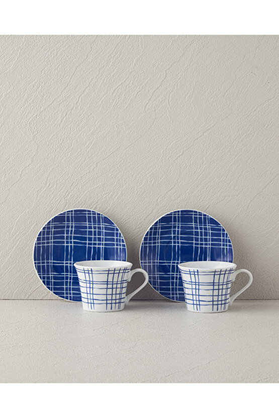 Vera Porselen 4 Parça 2 Kişilik Kahve Fincan Takımı Mavi