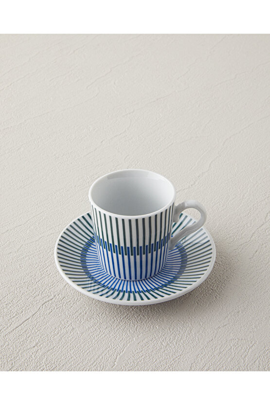 Edwin Porselen 4 Parça 2 Kişilik Kahve Fincan Takımı Mavi-Yeşil