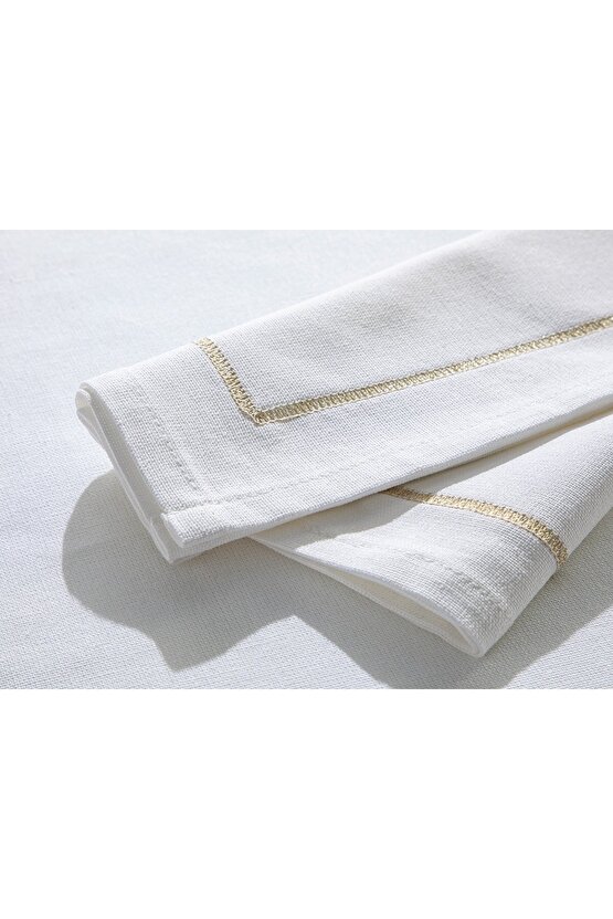 Torino Pamuk 2li Misafir Peçetesi 45x45 Cm Beyaz-gold