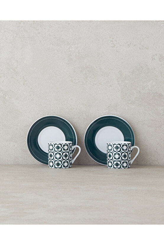 Fany Porselen 4 Parça 2 Kişilik Kahve Fincan Takımı Yeşil