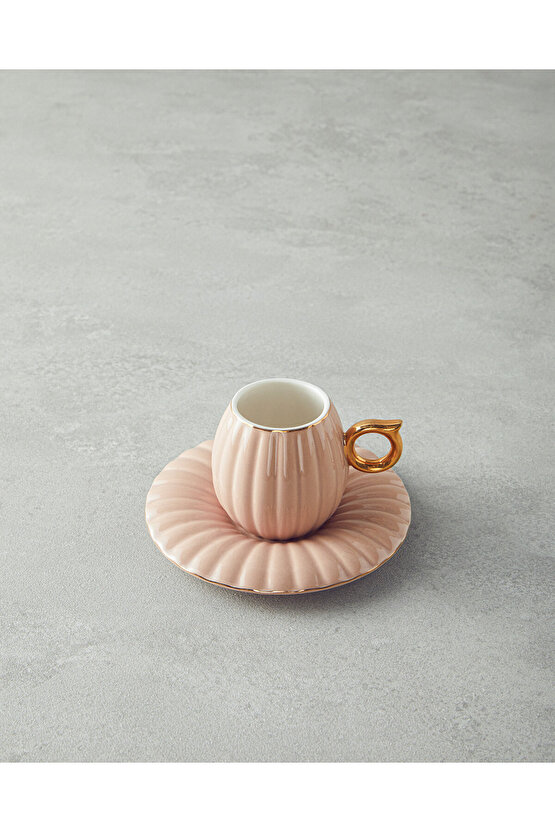 Polka New Bone China 4 Parça 2 Kişilik Kahve Fincan Takımı Pudra