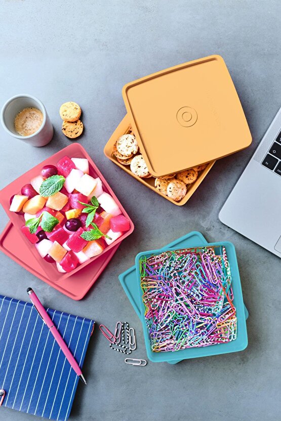 Eco Kare 3lü Yemek Taşıma Kabı Seti