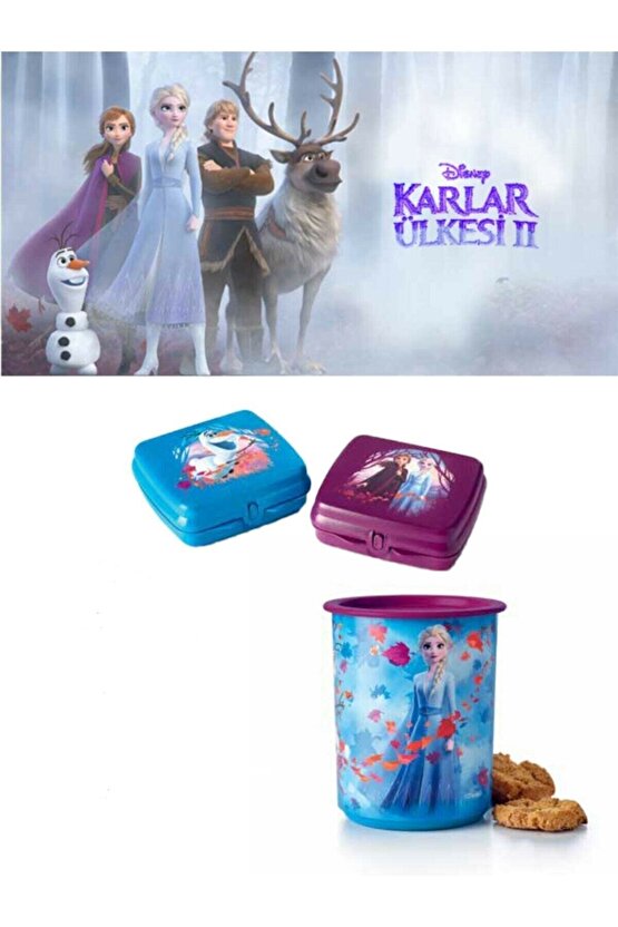 Elsa Karlar Ülkesi Kurabiye Kutusu Ve Sandviç Kutusu 3 Lü Set