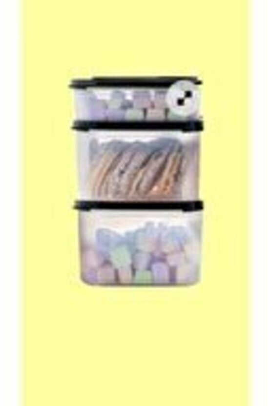 Modüler Kuru Gıda Saklama Seti 3lü Siyah