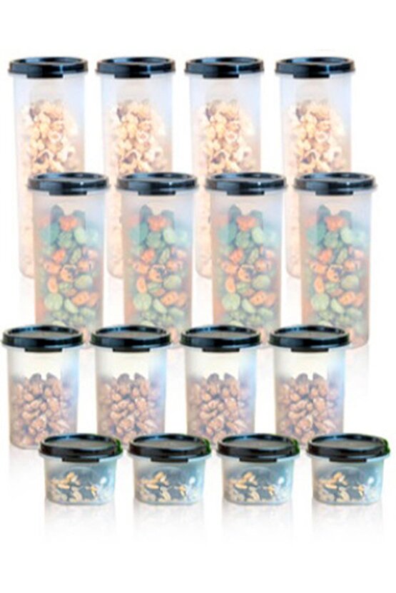 Oval Yuvarlak Siyah 16 Lı Set.