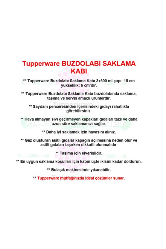Buzdolabı Saklama Kabı 600 ml Üç Şekerpare Hsgl Mor