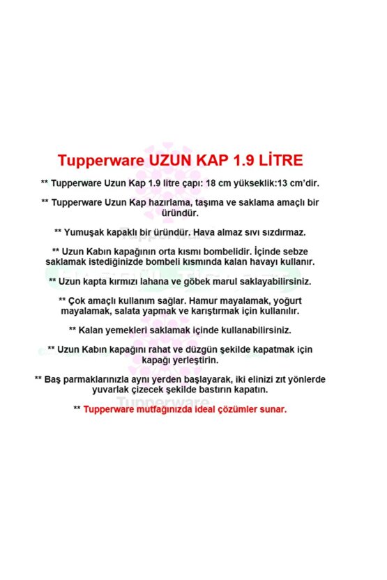 Uzun Kap 1.9 Lt Mor Hazırlama Saklama Kabı Hsgl