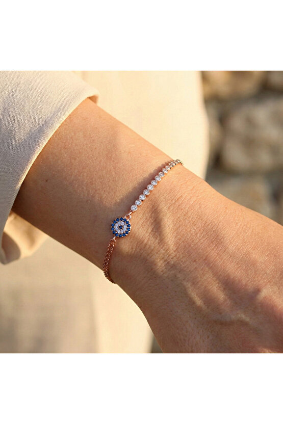 Kadın Rose Taşlı Gümüş Bileklik 925 Ayar