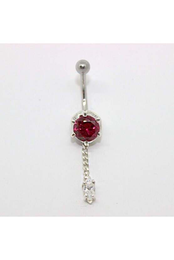 Sallantılı Kırmızı Taşlı Pıercıng