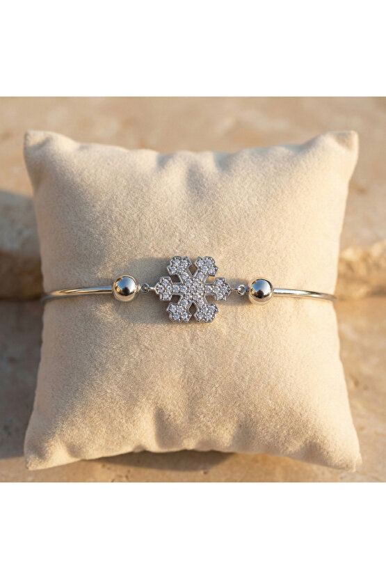 Top Detaylı Şarnelli Kar Tanesi Bileklik