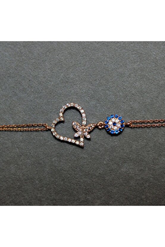 Kadın Kelebekli Kalp Bileklik